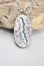 Load image into Gallery viewer, Aqua Chrysoprase Necklace, Nature Lovers, Tree stamp, botanic necklace