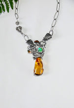 Load image into Gallery viewer, Amber insect inclusion, Jurassic Necklace black coral fossils, ammolite necklace
