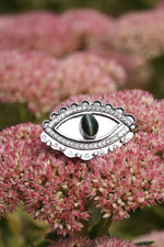 Load image into Gallery viewer, Actinolite Cat&#39;s Eye gemstone ring, Dragon eye ring, Amulet Ring
