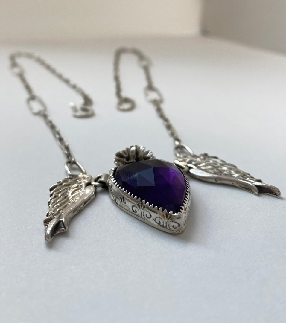 Amethyst wings necklace- Be proud necklace