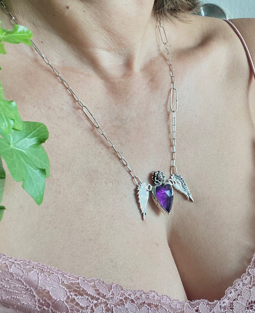 Amethyst wings necklace- Be proud necklace