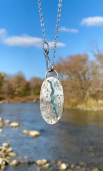 Load image into Gallery viewer, Aqua Chrysoprase Necklace, Nature Lovers, Tree stamp, botanic necklace
