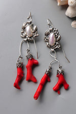 Load image into Gallery viewer, Pearls and Coral Earrings
