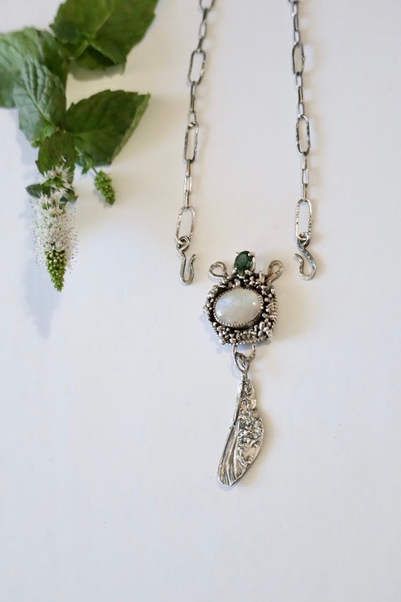 Moonstone & Green Tourmaline Necklace