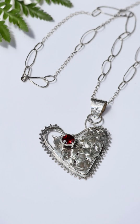 Mozambique Garnet Heart Necklace