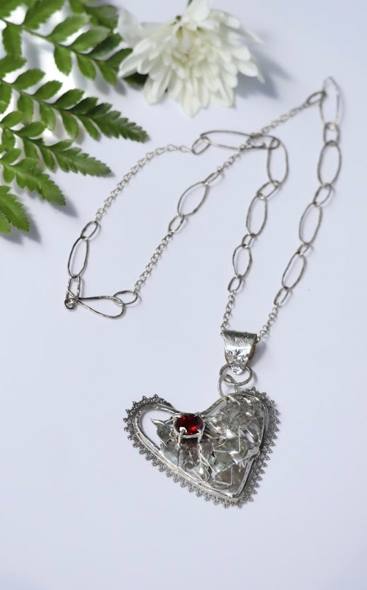 Mozambique Garnet Heart Necklace