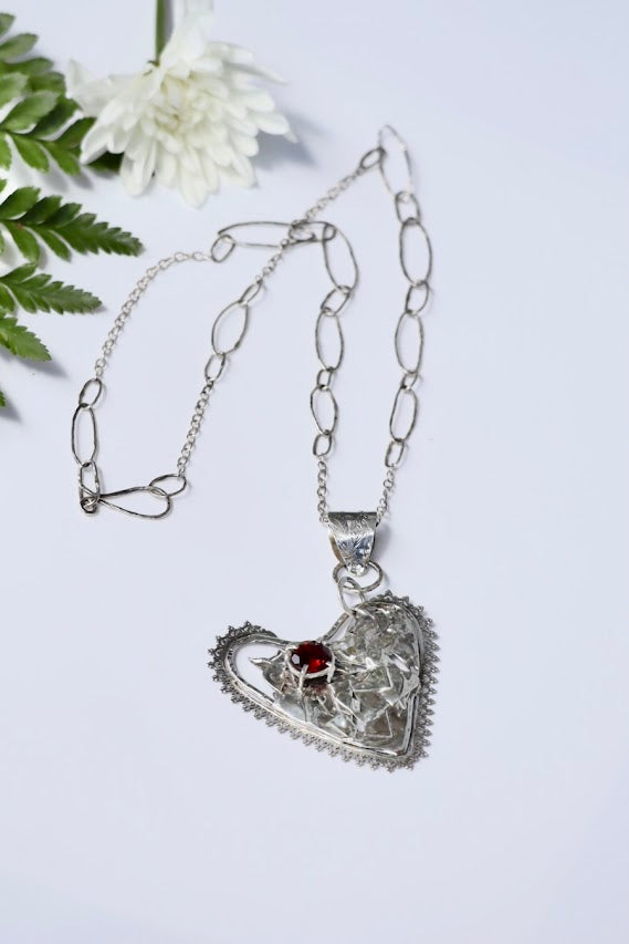 Mozambique Garnet Heart Necklace