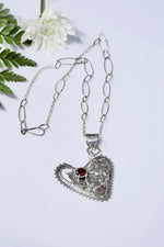 Load image into Gallery viewer, Mozambique Garnet Heart Necklace
