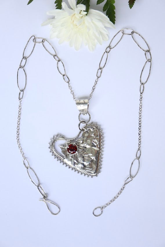 Mozambique Garnet Heart Necklace