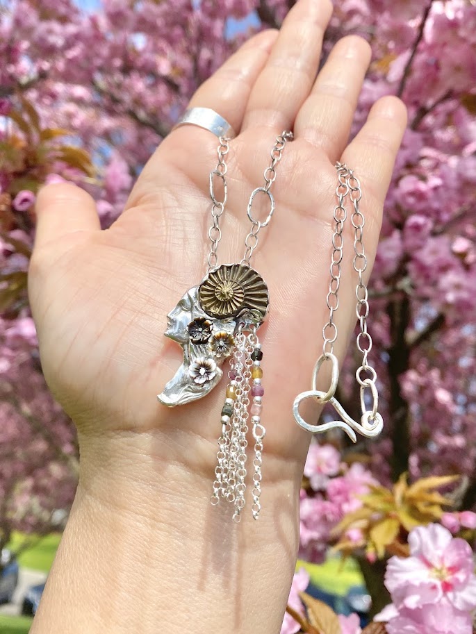 Sacred Woman Necklace, Pyritized Ammonite fossil Necklace, spiral wisdom, sacred geometry