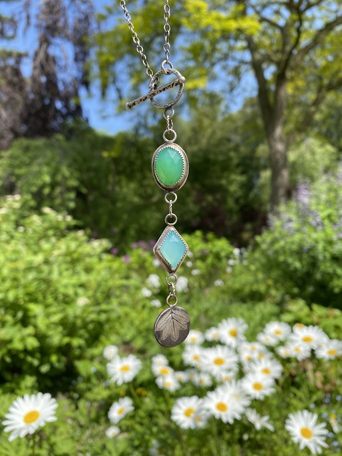 Chrysoprase & Aqua Chalcedony Necklace