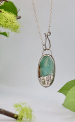 Load image into Gallery viewer, Aqua Chrysoprase Necklace, Nature Lovers, Tree stamp, botanic necklace
