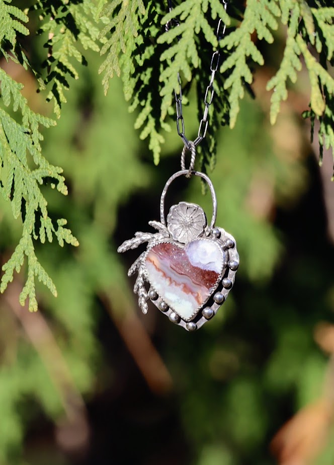 Chrysoprase Necklace with Red Cedar Leaves