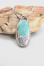 Load image into Gallery viewer, Aqua Chrysoprase Necklace, Nature Lovers, Tree stamp, botanic necklace
