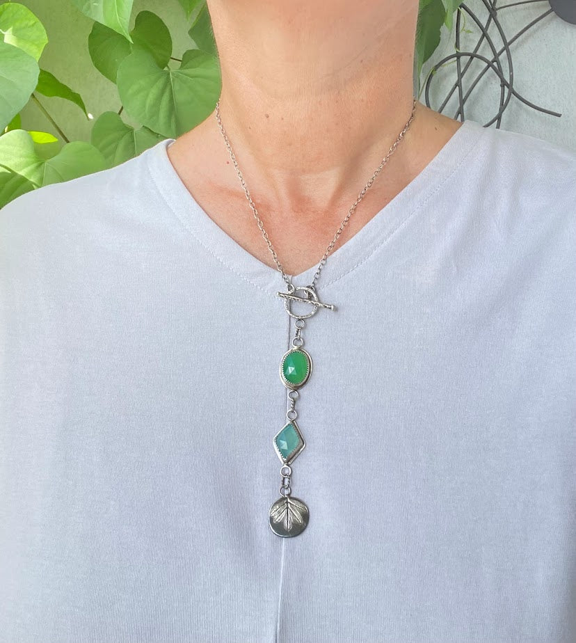 Chrysoprase & Aqua Chalcedony Necklace