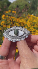 Load and play video in Gallery viewer, Actinolite Cat&#39;s Eye gemstone ring, Dragon eye ring, Amulet Ring
