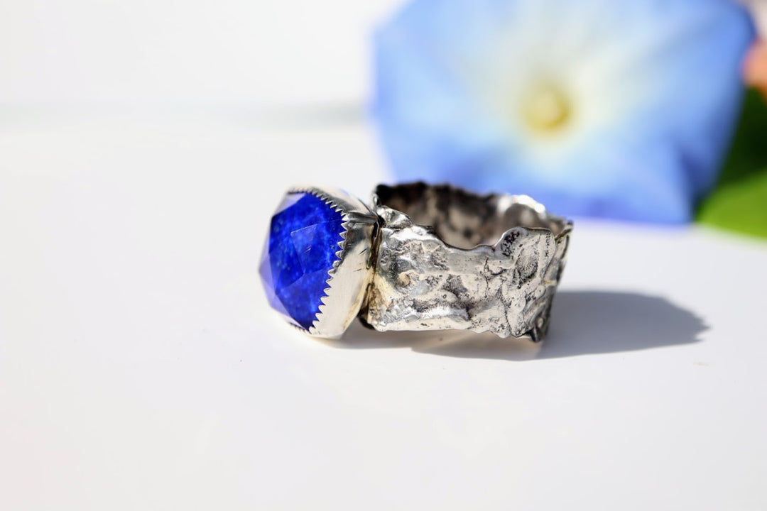 Lapis lazuli/crystal Doublet Ring