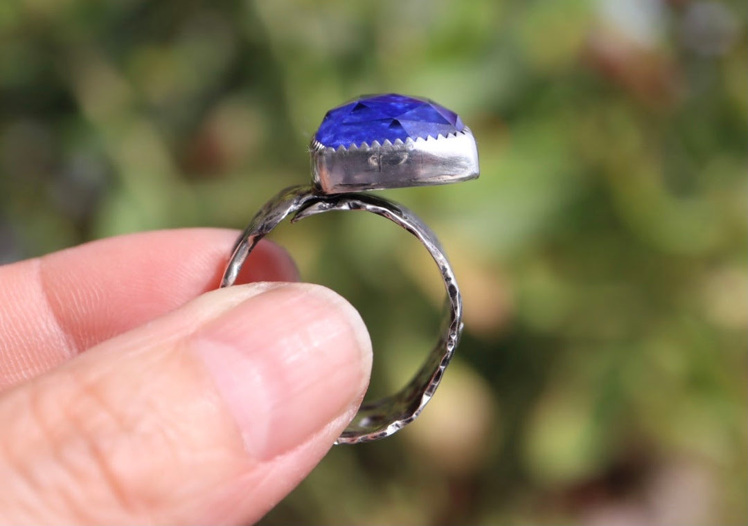 Lapis lazuli/crystal Doublet Ring