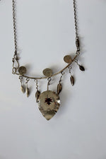 Load image into Gallery viewer, Amber, Vesuvianite, Peach moonstone and Carnelian Necklace, botanical jewelry
