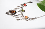 Load image into Gallery viewer, Amber, Vesuvianite, Peach moonstone and Carnelian Necklace, botanical jewelry
