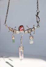 Load image into Gallery viewer, Lithium Quartz, Garnet, Aquamarine and Green Tourmaline necklace
